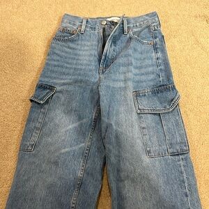 Denim forum cargo jeans wide leg size 24 leg length 28.5